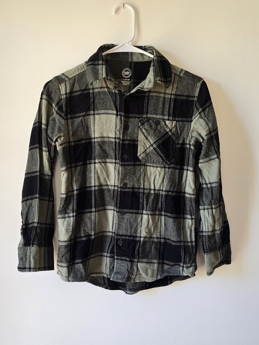 Kids Black & Olive Plaid Button-Up Shirt - Wonder Nation